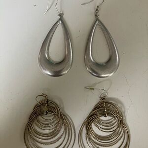 Elegant Silver and Gold Hoop Earrings Set